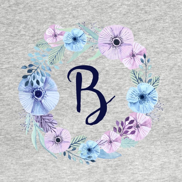 Floral Monogram B Icy Winter Blossoms by floralmonogram